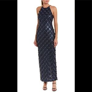 Badgley Mischka 3D Geometric Floral Sequin Dress
